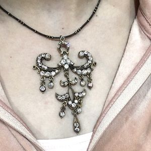 Vintage AB Stone chandelier pendant necklace with fancy chain
